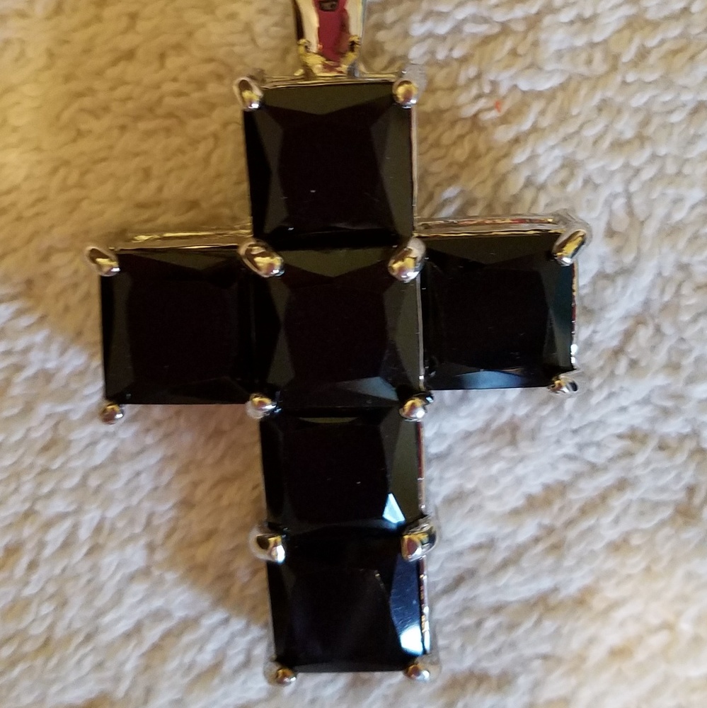 Ludia Black Magnetic Cross Brooch,  Religious